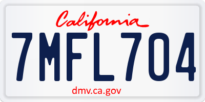 CA license plate 7MFL704
