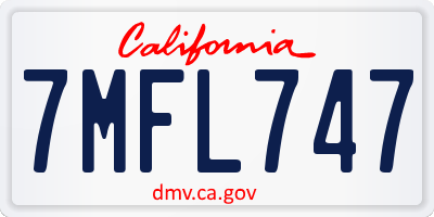 CA license plate 7MFL747