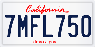 CA license plate 7MFL750
