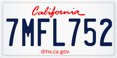 CA license plate 7MFL752
