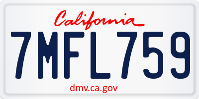 CA license plate 7MFL759