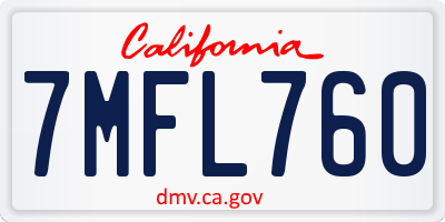 CA license plate 7MFL760