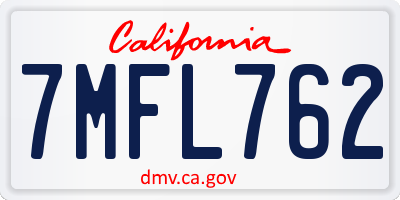 CA license plate 7MFL762