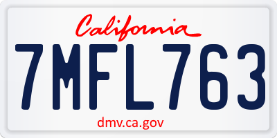 CA license plate 7MFL763