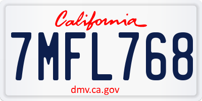 CA license plate 7MFL768