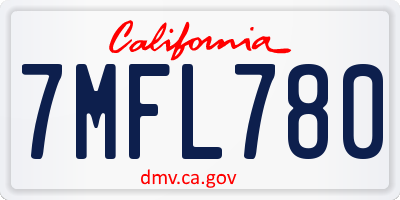 CA license plate 7MFL780