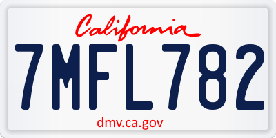 CA license plate 7MFL782