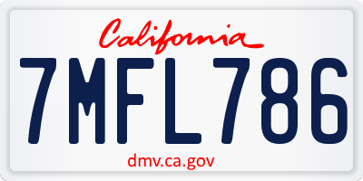 CA license plate 7MFL786