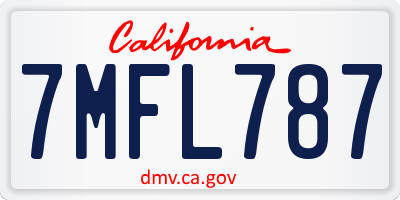 CA license plate 7MFL787