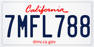 CA license plate 7MFL788