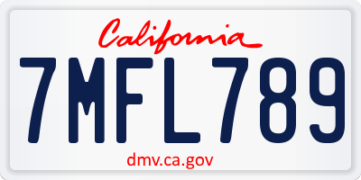 CA license plate 7MFL789