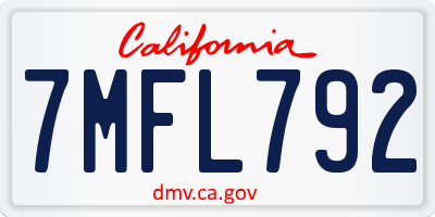 CA license plate 7MFL792