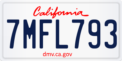 CA license plate 7MFL793