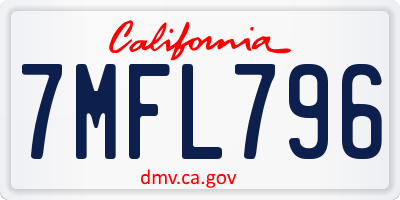 CA license plate 7MFL796