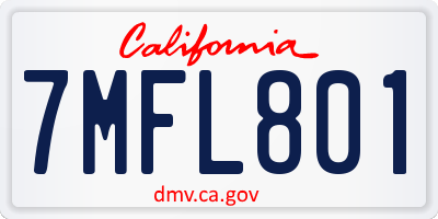 CA license plate 7MFL801