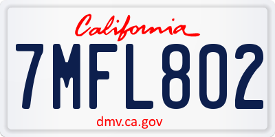 CA license plate 7MFL802