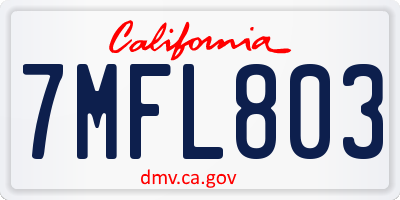 CA license plate 7MFL803