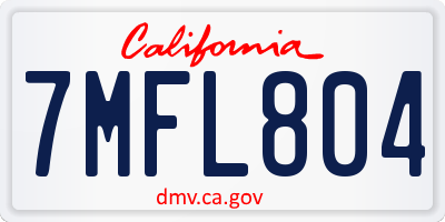 CA license plate 7MFL804