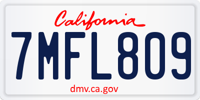 CA license plate 7MFL809