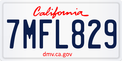 CA license plate 7MFL829