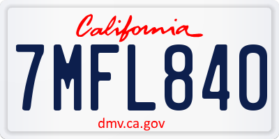 CA license plate 7MFL840