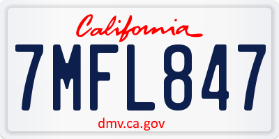 CA license plate 7MFL847