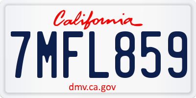 CA license plate 7MFL859