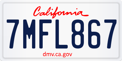 CA license plate 7MFL867