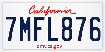 CA license plate 7MFL876