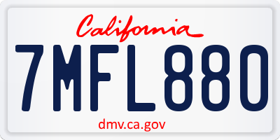 CA license plate 7MFL880