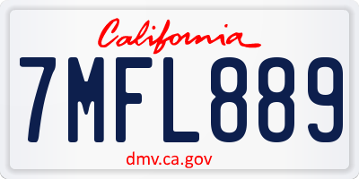 CA license plate 7MFL889