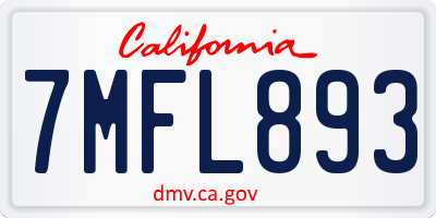 CA license plate 7MFL893