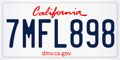 CA license plate 7MFL898