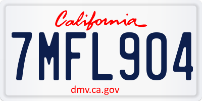 CA license plate 7MFL904