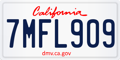 CA license plate 7MFL909