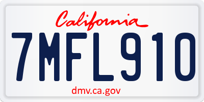 CA license plate 7MFL910