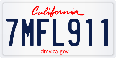 CA license plate 7MFL911