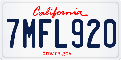 CA license plate 7MFL920