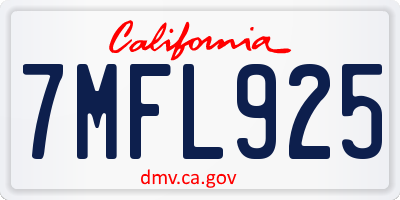 CA license plate 7MFL925