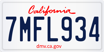 CA license plate 7MFL934