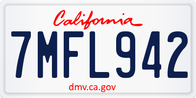 CA license plate 7MFL942