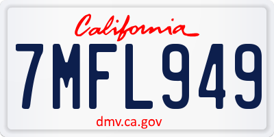 CA license plate 7MFL949