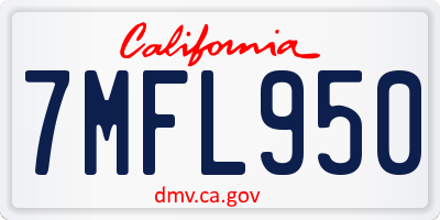 CA license plate 7MFL950