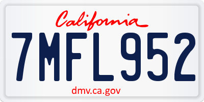 CA license plate 7MFL952