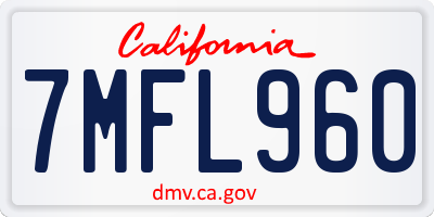CA license plate 7MFL960