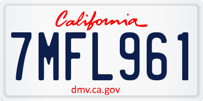 CA license plate 7MFL961