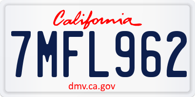 CA license plate 7MFL962