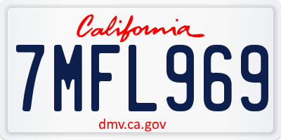 CA license plate 7MFL969