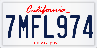 CA license plate 7MFL974