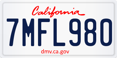 CA license plate 7MFL980